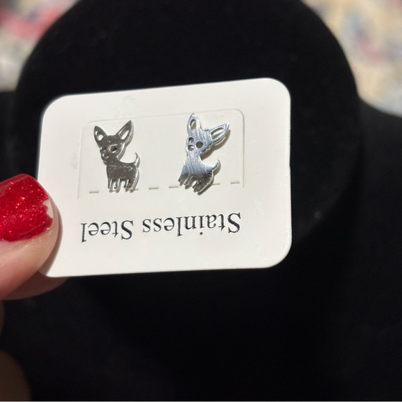 Chihuahua Earrings - Stainless Steel, Stud-Style Earrings, Small Dog Silouhette! - Picture 4 of 7